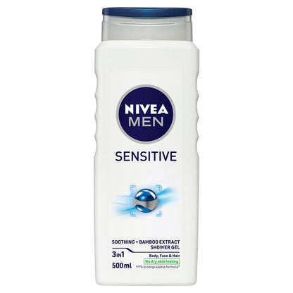 NIVEA MEN Sensitive 3-IN-1 Shower Gel Body Wash 500ml