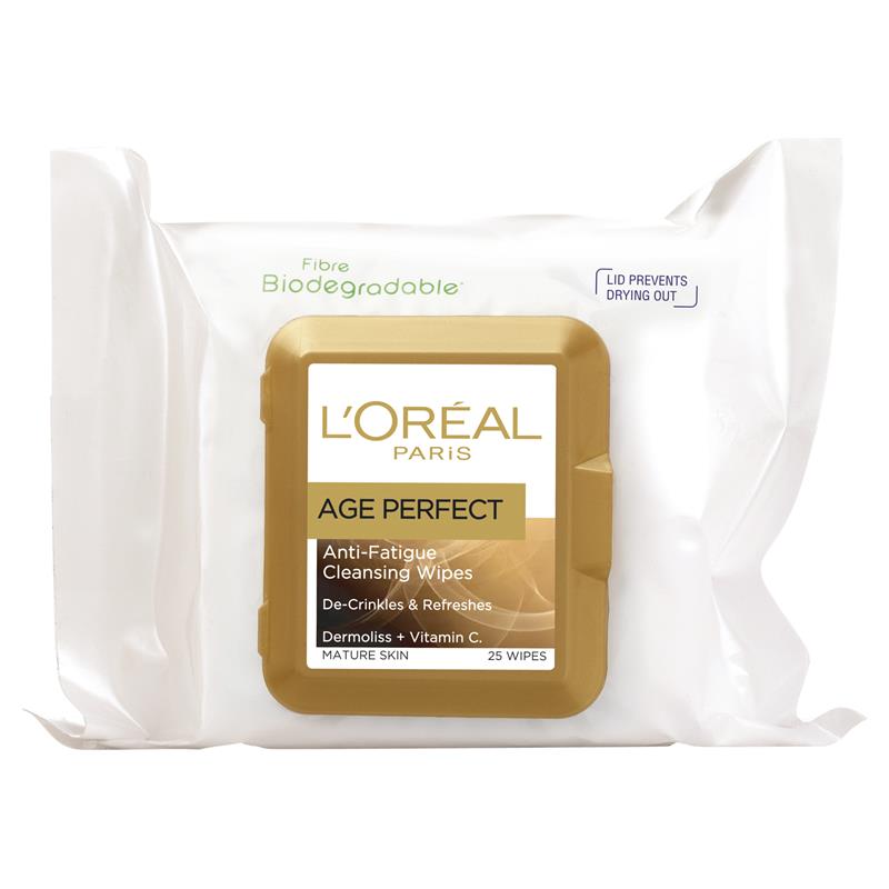 Khăn lau chống mệt mỏi L'Oreal Paris Age Perfect gói 25 miếng 