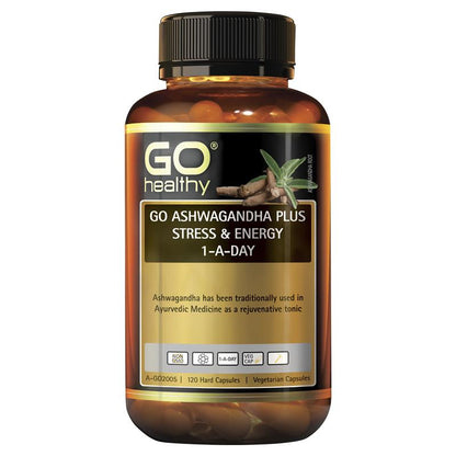 GO Healthy Ashwagandha Plus Stress &amp; Energy 1-A-DAY 120 Viên nang cứng Kích thước độc quyền 