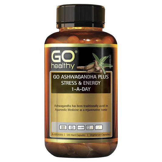 GO Healthy Ashwagandha Plus Stress & Energy 1-A-DAY 120 Hard Capsules Exclusive Size