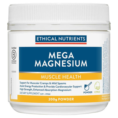 Ethical Nutrients Mega Magnesium 200g Bột Cam Quýt 