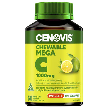 Cenovis 咀嚼片 超级维生素 C 1000 毫克 柠檬青柠味 60 片