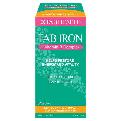 Fab Iron + 维生素B复合物 60片
