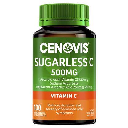 Cenovis Sugarless Vitamin C hỗ trợ miễn dịch 500mg - 100 viên nhai hương cam 