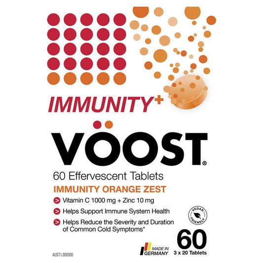 Viên sủi bọt Voost Immunity Orange Zest 60 viên, kích thước độc quyền 