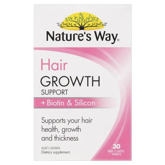 Viên uống hỗ trợ mọc tóc Nature's Way + Biotin &amp; Silicon 30 viên 