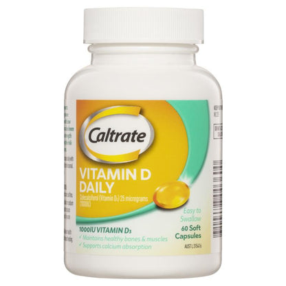 Caltrate Vitamin D 1000iu 60 Capsules Bottle