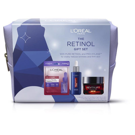Bộ quà tặng L'Oreal Retinol Night Serum Revitalift Laser Day Cream &amp; Sheet Mask 