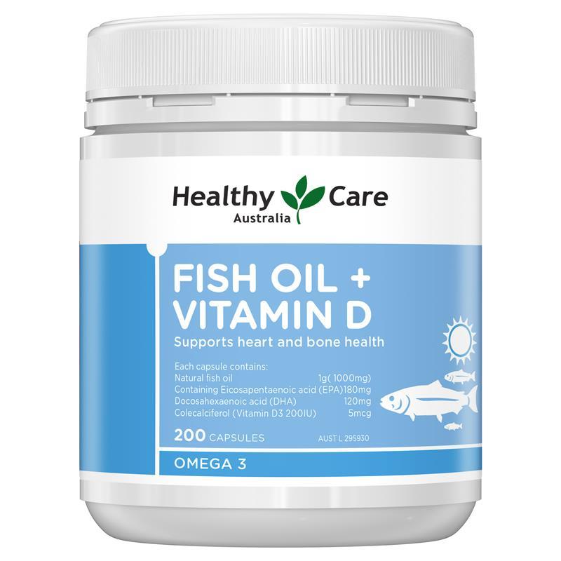 Healthy Care 鱼油+维生素D 200粒胶囊