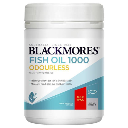 Blackmores 无味鱼油 1000 毫克 Omega-3 500 粒胶囊超值装