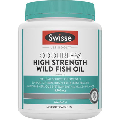 Swisse Ultiboost 无味高强度野生鱼油 1500 毫克 400 粒胶囊