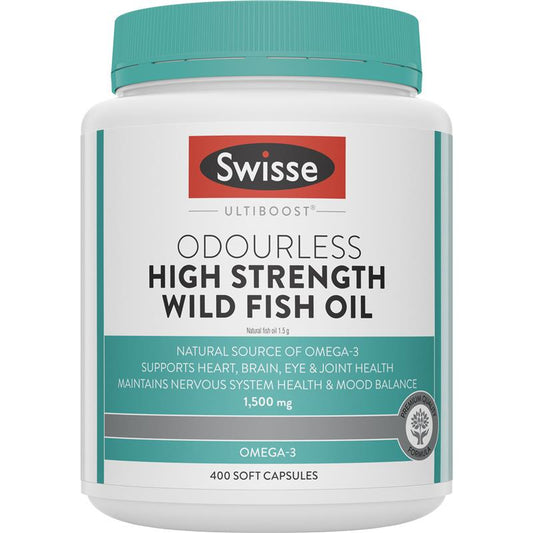 Swisse Ultiboost 无味高强度野生鱼油 1500 毫克 400 粒胶囊