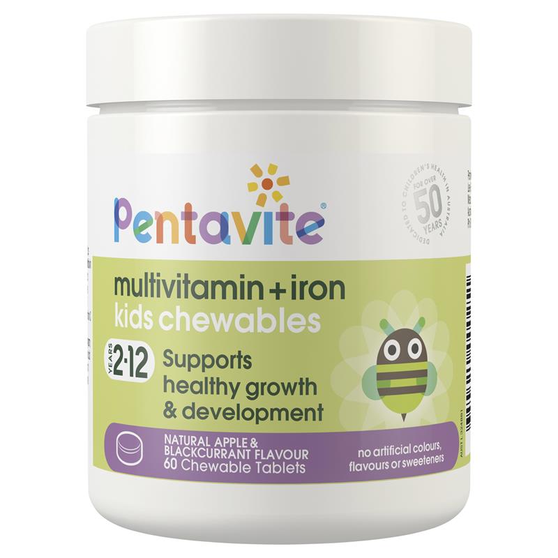 Pentavite Multivitamin + Iron Kids 60 viên nhai 