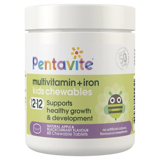 Pentavite Multivitamin + Iron Kids 60 viên nhai 