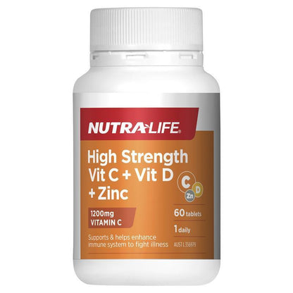 Nutra-Life 高强度维生素 C 1200+D+锌 60 片