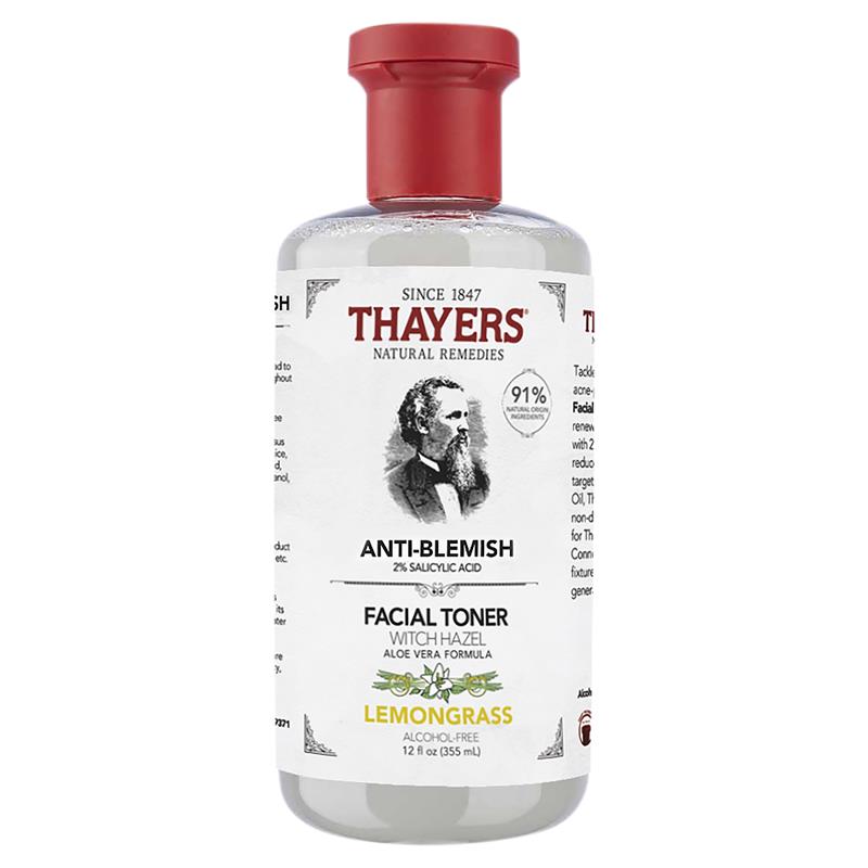 Nước hoa hồng trị mụn Thayers Lemongrass Blemish Clearing Toner với chiết xuất cây phỉ lô hội 355ml 
