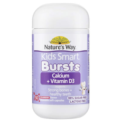 Nature's Way Kids Smart Calcium + Vitamin D 50 Chewable Capsules
