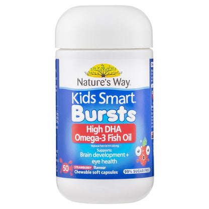 Nature's Way Kids Smart Omega-3 Fish Oil Strawberry Flavour 50 Chewable Capsules