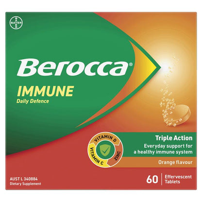 Berocca Immune Daily Defence Orange 60 Viên Sủi Bọt Size Độc Quyền 