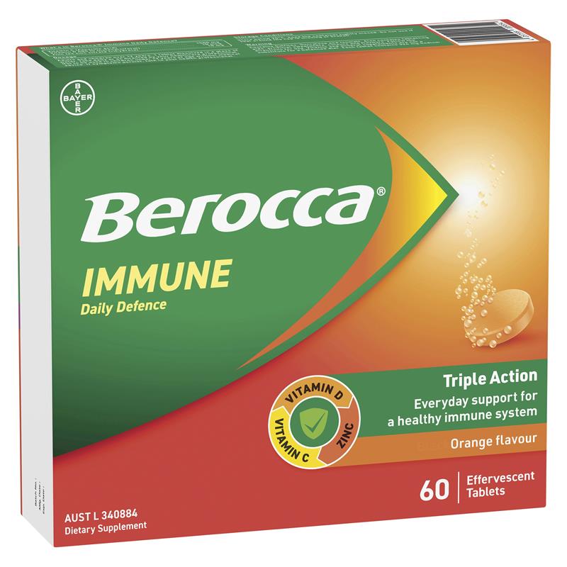 Berocca Immune Daily Defence Orange 60 Viên Sủi Bọt Size Độc Quyền 