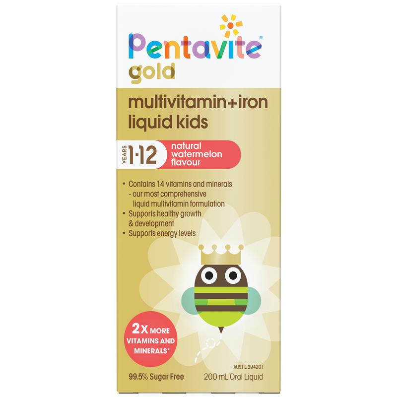 Pentavite Gold Multivitamin + Iron dạng lỏng cho trẻ em 200ml 