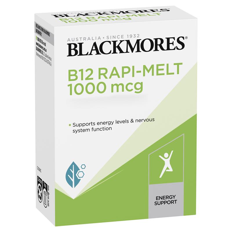 Blackmores B12 Rapi-Melt 1000mcg Energy Support Vitamin B 60 Viên 