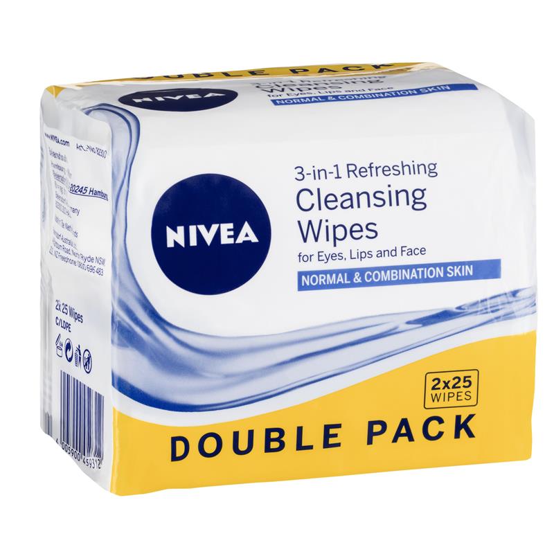 Nivea Visage Daily Essentials Refreshing Facial Wipes 25 Twin Pack