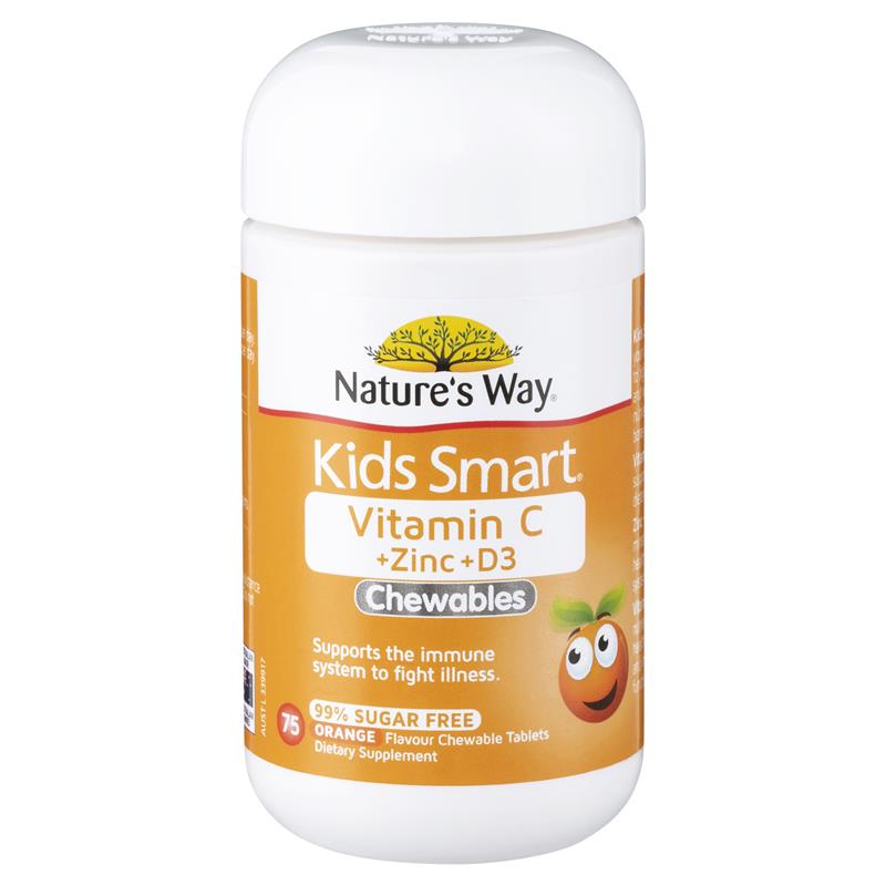 Nature's Way Kids Smart Vitamin C + Kẽm + D 75 Viên nhai 