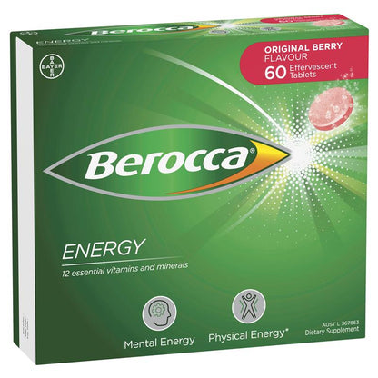 Viên sủi Berocca Energy Original Berry 60 viên Kích thước độc quyền 