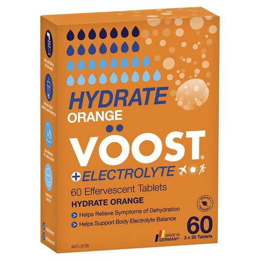 Viên sủi bọt Voost Hydrate Orange 60 viên, kích thước độc quyền 