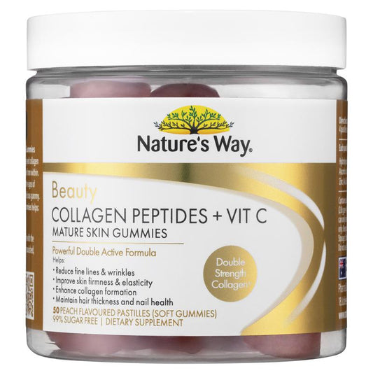 Nature's Way Beauty Collagen Peptides + Vit C Mature Skin 50 viên kẹo dẻo 