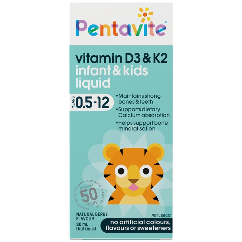 Pentavite Vitamin D3 &amp; K2 dạng lỏng cho trẻ em 30ml 