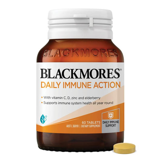 Blackmores Daily Immune Action Vitamin C, D &amp; Kẽm 60 Viên 