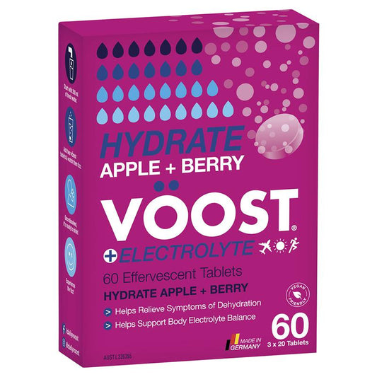 Viên sủi Voost Hydrate Apple + Berry 60 viên Kích thước độc quyền 