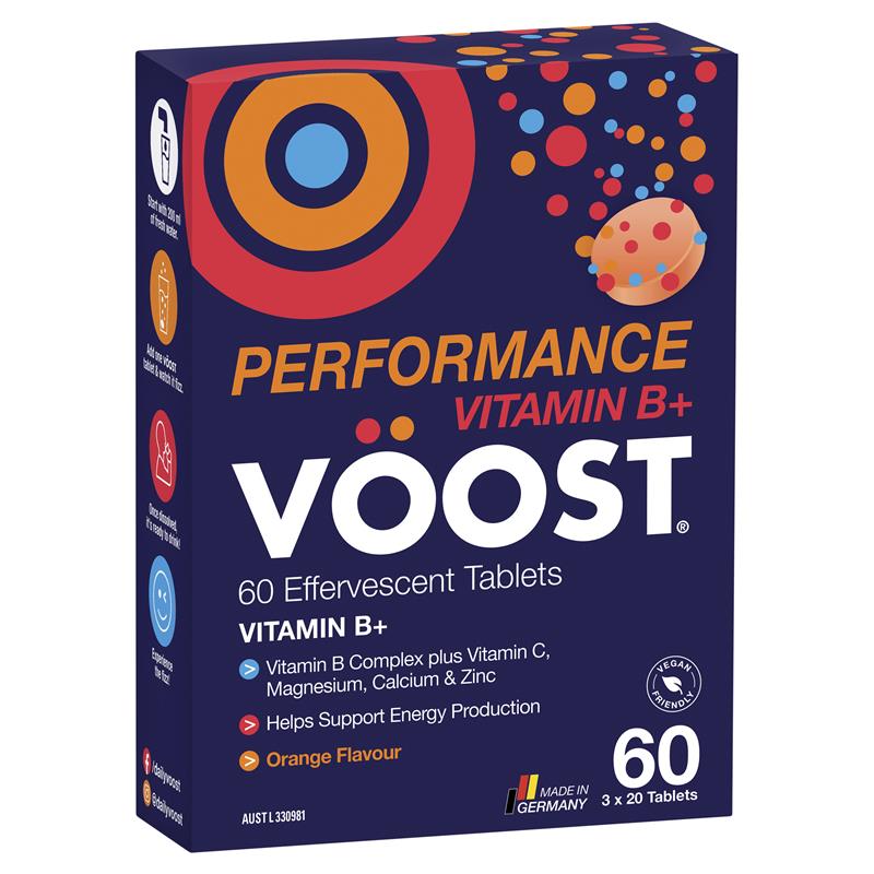 Voost Vitamin B+ Orange Performance Sủi Bọt 60 Gói Kích Thước Độc Quyền 