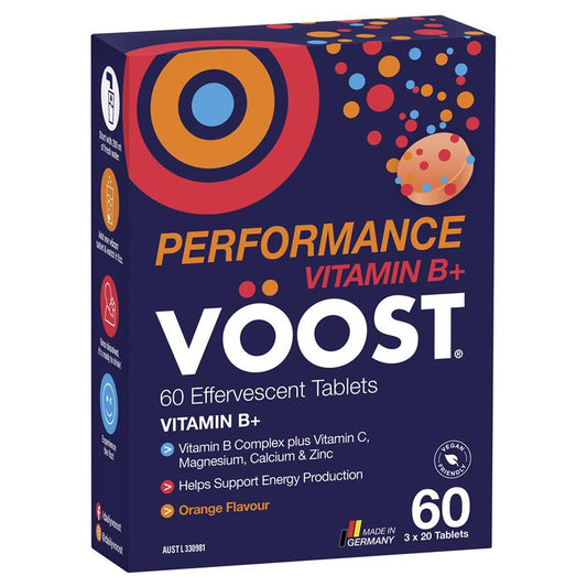Voost Vitamin B+ Orange Performance Sủi Bọt 60 Gói Kích Thước Độc Quyền 