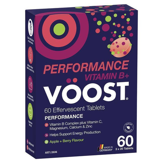 Voost Vitamin B+ Apple + Berry Performance Viên sủi bọt 60 viên Kích thước độc quyền 
