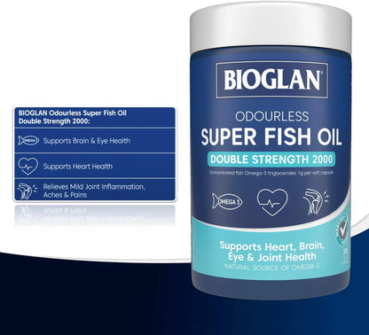 Bioglan 无味超级鱼油双倍强度 200 粒胶囊