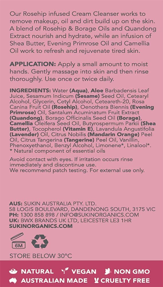 Sukin Rosehip Nourishing Cream Cleanser 125ml