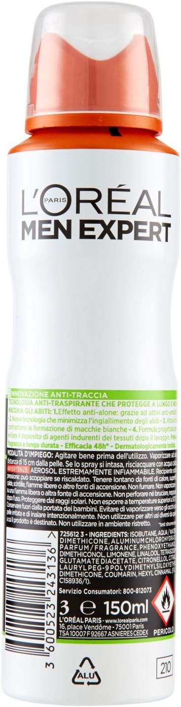 Loreal Men Expert Deodorant Shirt Protect Aerosol 250ml