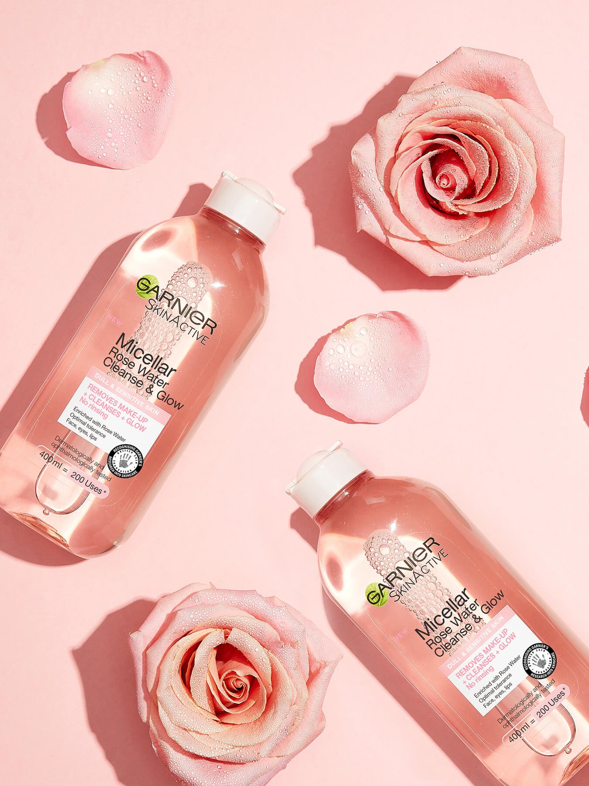 Nước tẩy trang Garnier SkinActive Micellar Rose Cleansing Water Clean &amp; Glow 400ml 
