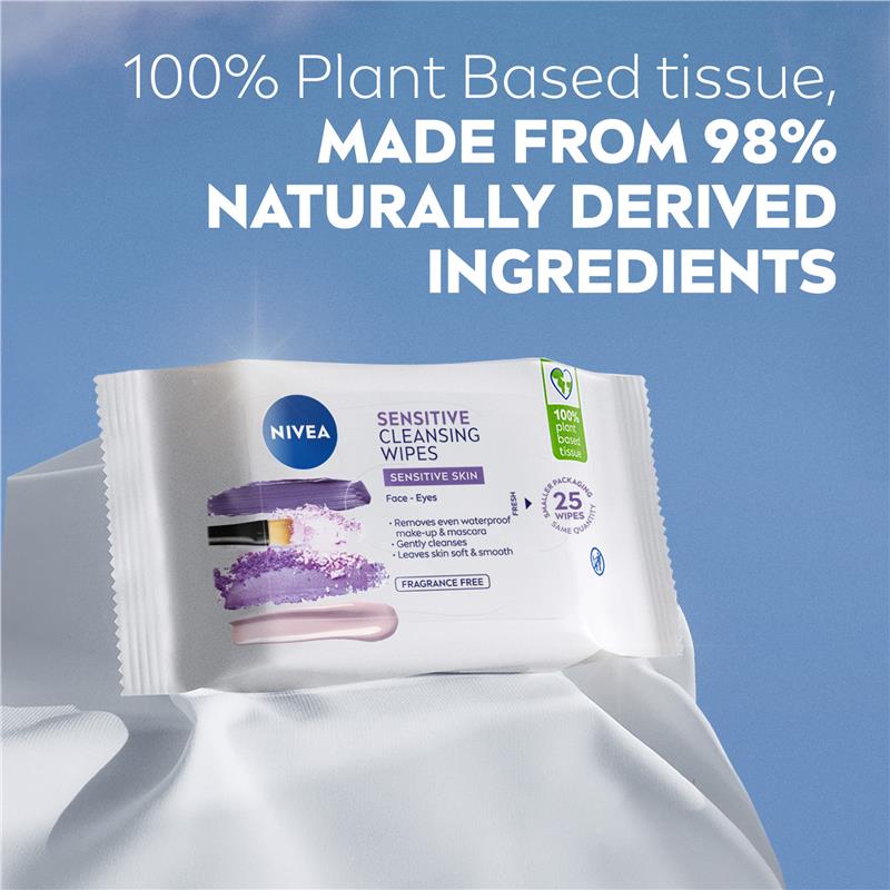 NIVEA Daily Essentials Biodegradable Fragrance Free Facial Cleansing Wipes 25pk