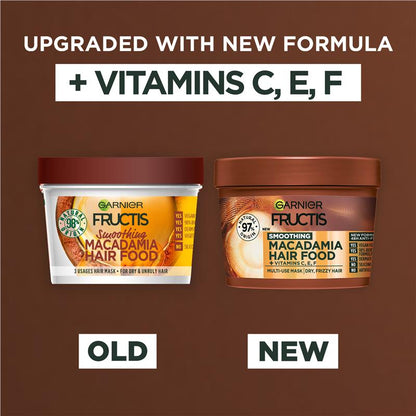 Mặt nạ dưỡng tóc Garnier Fructis Hair Food Smoothing Macadamia 3 trong 1 dành cho tóc khô và khó vào nếp 390ml 