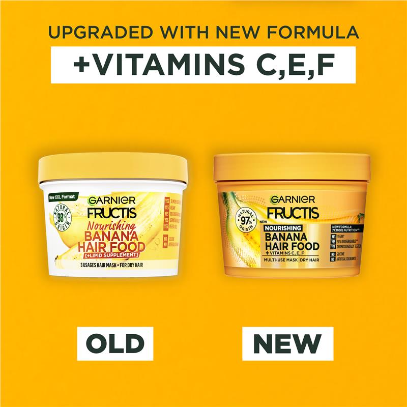 Mặt nạ dưỡng tóc Garnier Fructis Hair Food Nourishing Banana 3 trong 1 dành cho tóc khô 390ml 