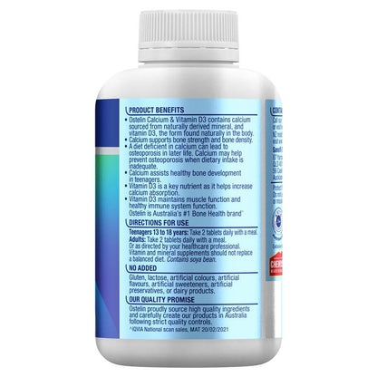 Ostelin 钙和维生素 D - D3 促进骨骼健康 + 免疫支持 - 300 片装（独家规格） 