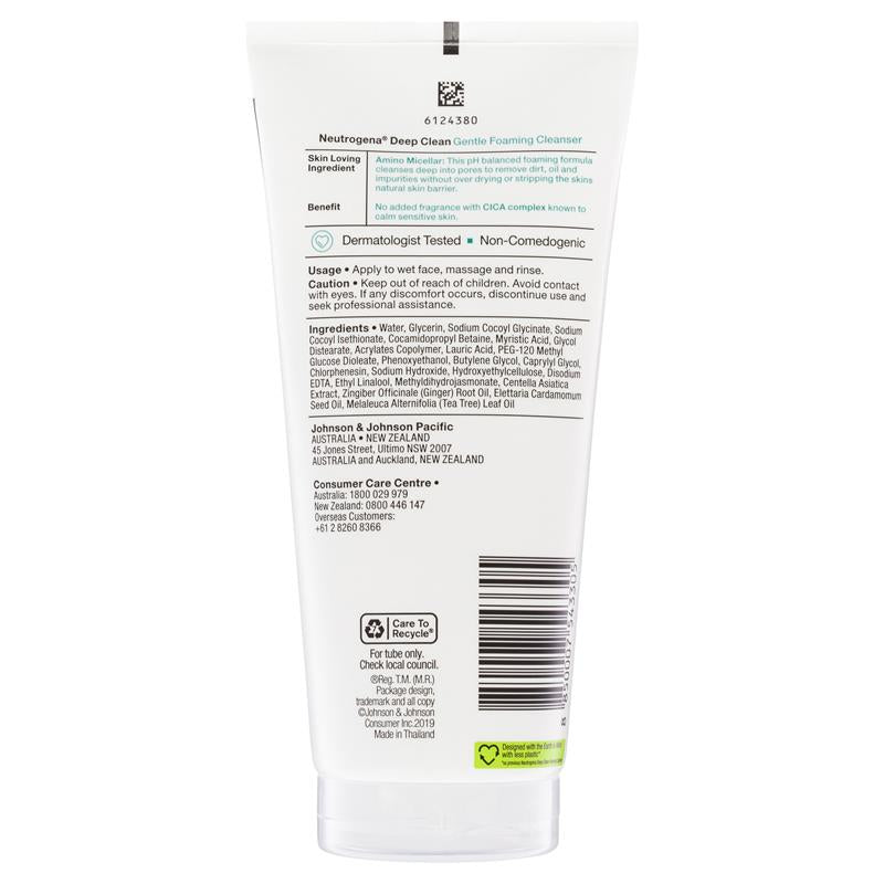 Sữa rửa mặt tạo bọt dịu nhẹ Neutrogena Deep Clean 175g 