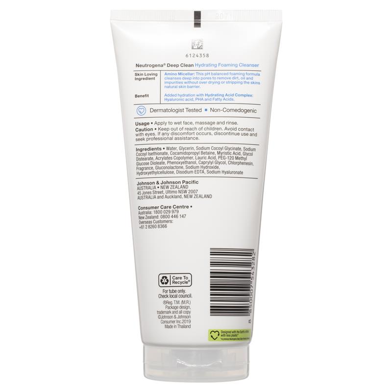 Sữa rửa mặt tạo bọt dưỡng ẩm Neutrogena Deep Clean 175g 