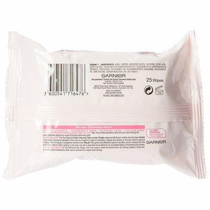 卡尼尔 SkinActive 胶束清洁湿巾（适合所有​​肤质）25 片装