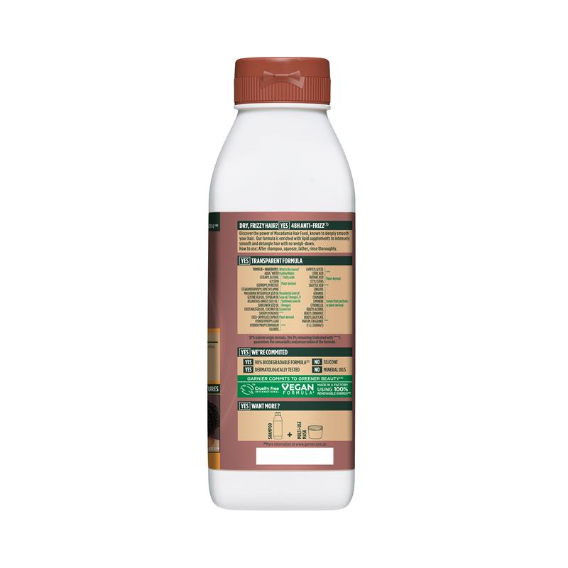 Dầu xả Garnier Fructis Hair Food Smoothing Macadamia dành cho tóc hư tổn 350ml 
