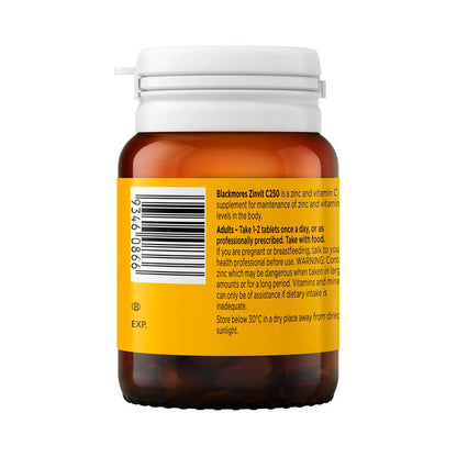 Blackmores Zinvit C 250mg Vitamin C Immune Support 50 Tablets